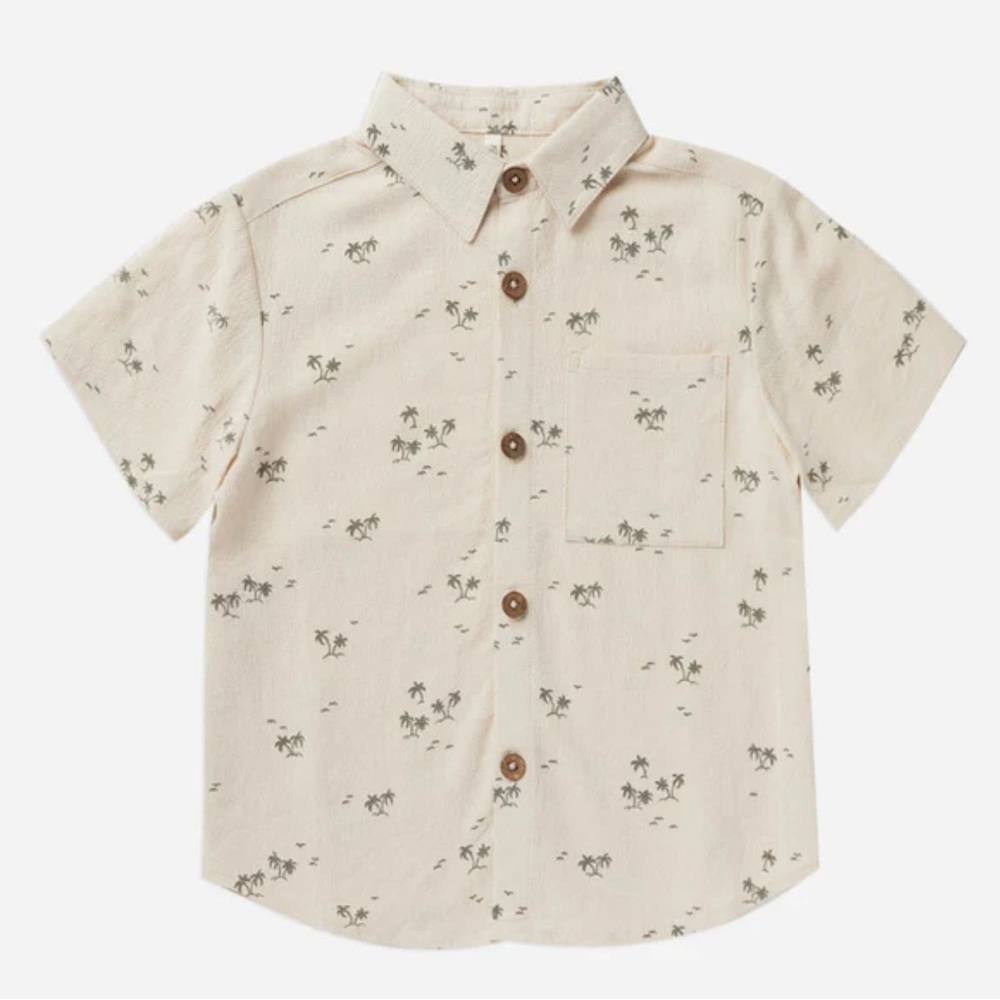 Rylee + Cru Tan Palm Print Button Down Shirt